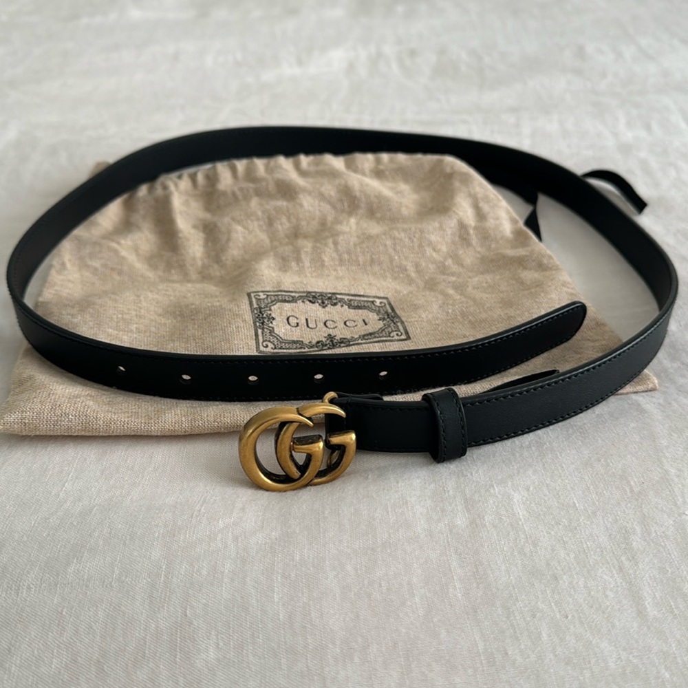 GG MARMONT THIN BELT - black leather - 85